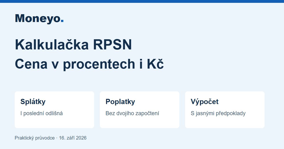 Kalkulačka RPSN: roční sazba a náklad v korunách
