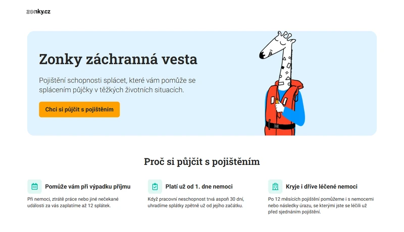 Veřejná prezentace pojištění schopnosti splácet Zonky záchranná vesta.