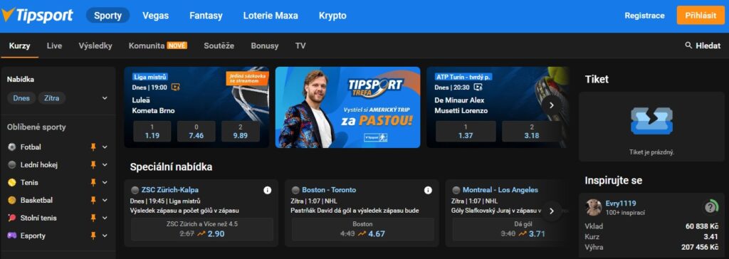 Tipsport kurzy a kurzová nabídka