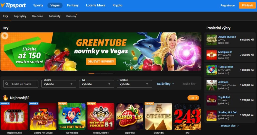 Tipsport Vegas Přihlášení