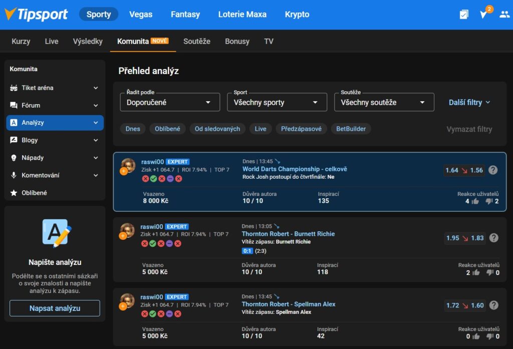 Tipsport analýzy