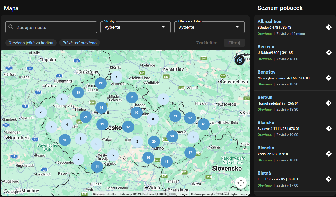 Oficiální mapa a seznam poboček Tipsport v Česku v roce 2026
