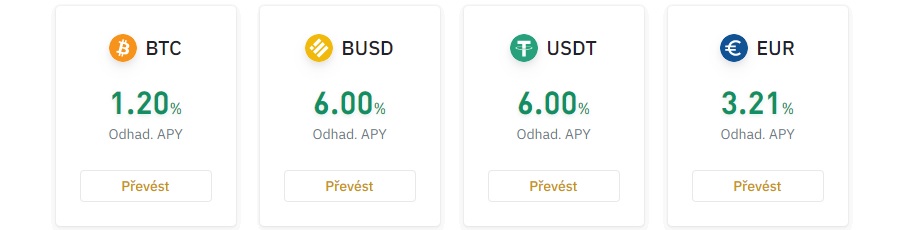 Binance - Spoření