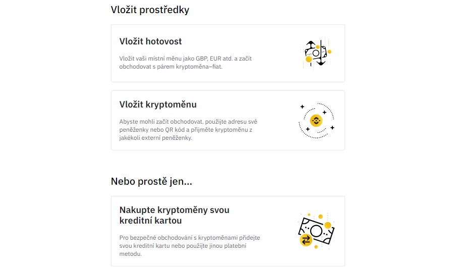 Binance - možnosti vkladu