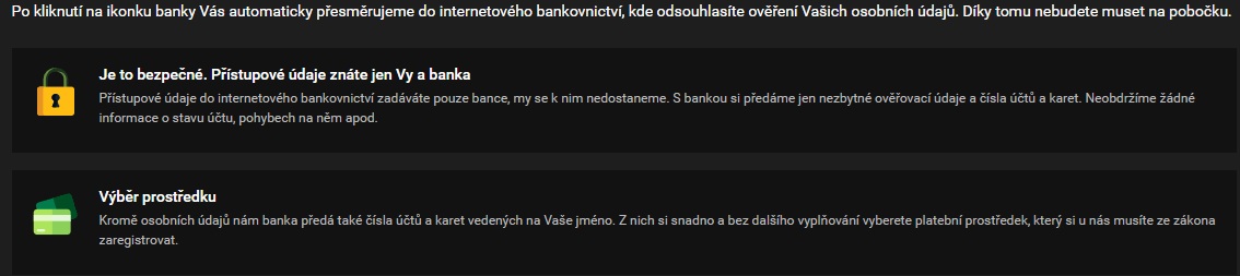 BankID u Chance: informace o předávaných údajích a platebním prostředku