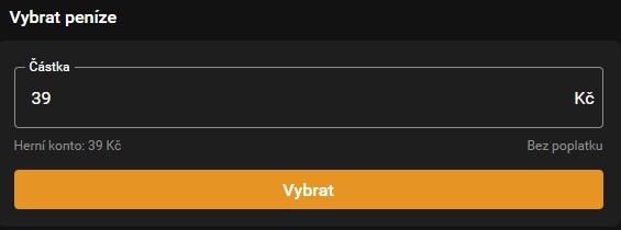 Zadání výběru 39 Kč u Chance bez poplatku