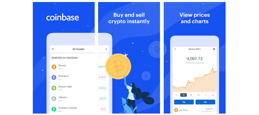 Coinbase mobilní aplikace