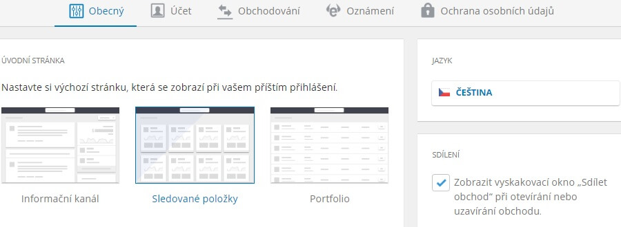 eToro nastavení