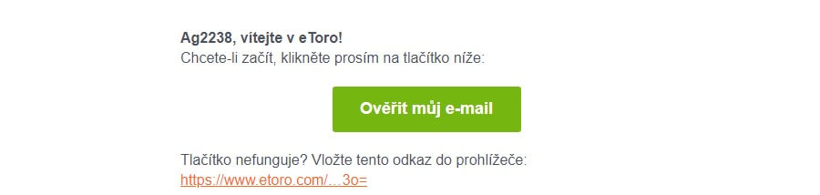 eToro ověření emailu