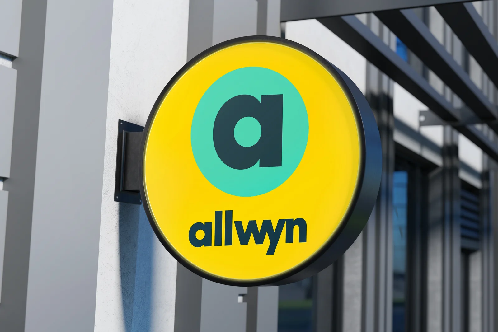 Světelné logo Allwyn označující prodejní místo