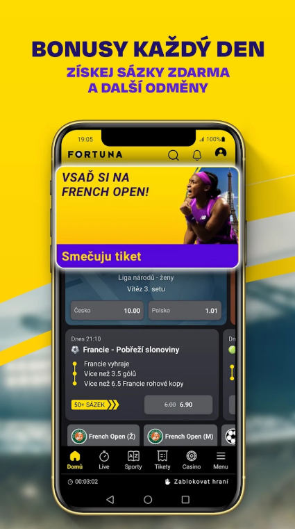 Fortuna Sport aplikace s kurzovou nabídkou
