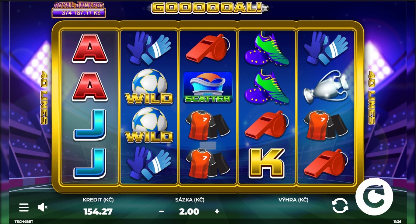 Automat Goooooal od Tech4Bet při testu Fortuna Casino se sázkou 2 Kč
