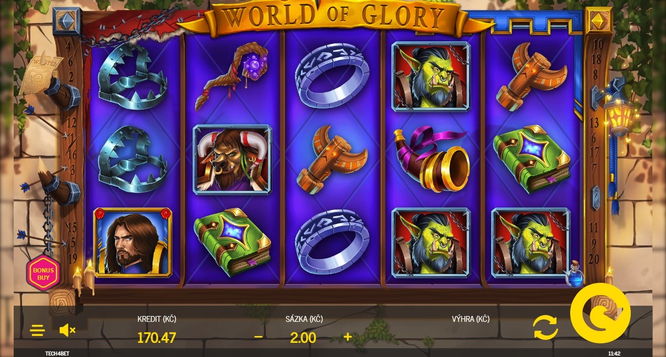 Automat World of Glory od Tech4Bet při testu Fortuna Casino se sázkou 2 Kč