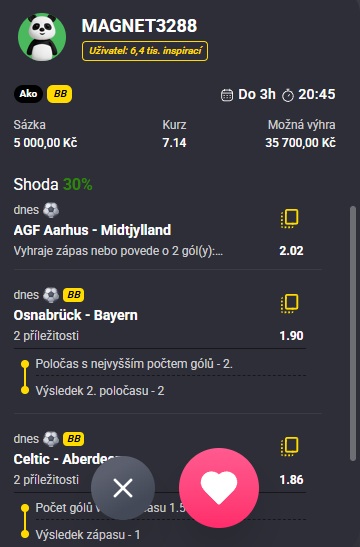 Personalizovaný AKO tiket ve Fortuna Swipe and Bet