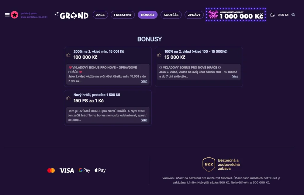Nabídka bonusů a 150 free spinů po protočení 1 500 Kč
