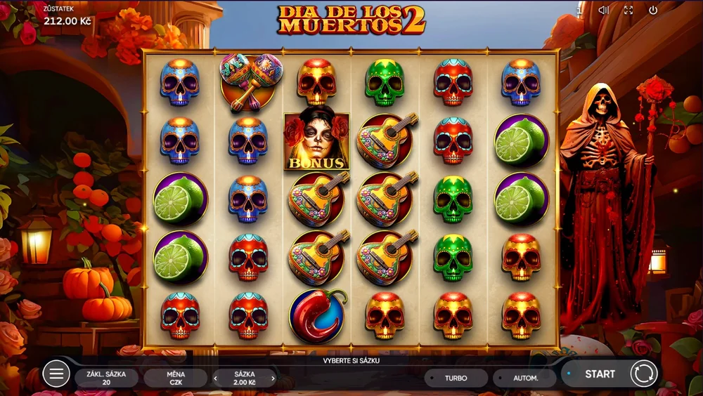 Dia De Los Muertos 2: průběžný zůstatek 212 Kč a sázka 2 Kč