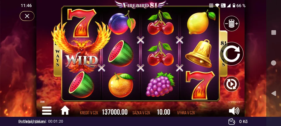 Firebird 81 v aplikaci Grandwin na šířku s označením DEMO
