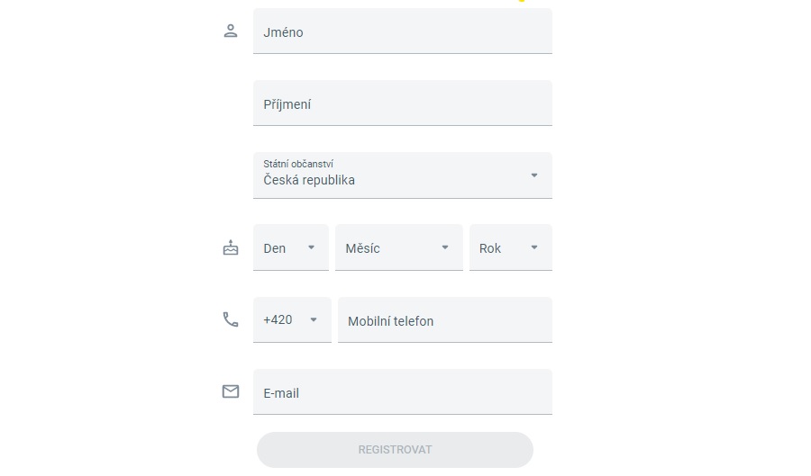 Korunka - registrační formulář