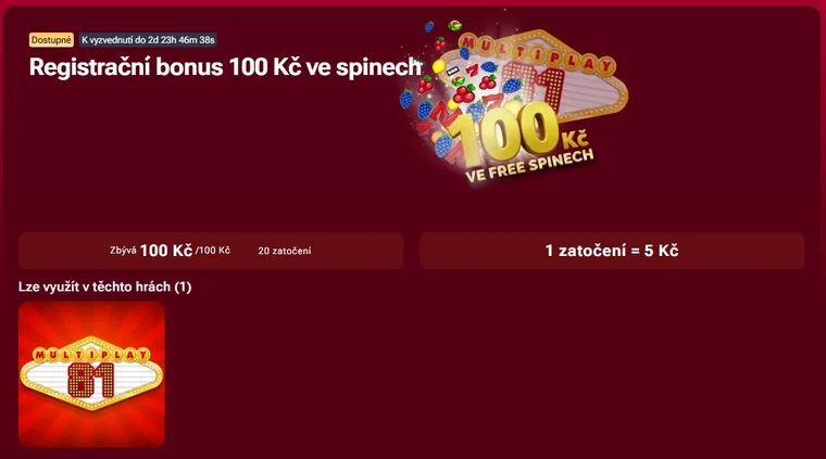 Registrační bonus Luckybet 100 Kč ve dvaceti free spinech