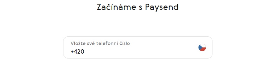 Paysend registrace - telefonní číslo