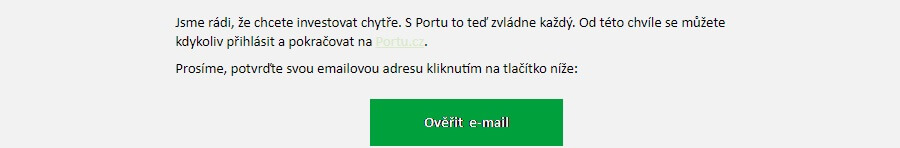 Portu registrace - ověření emailu