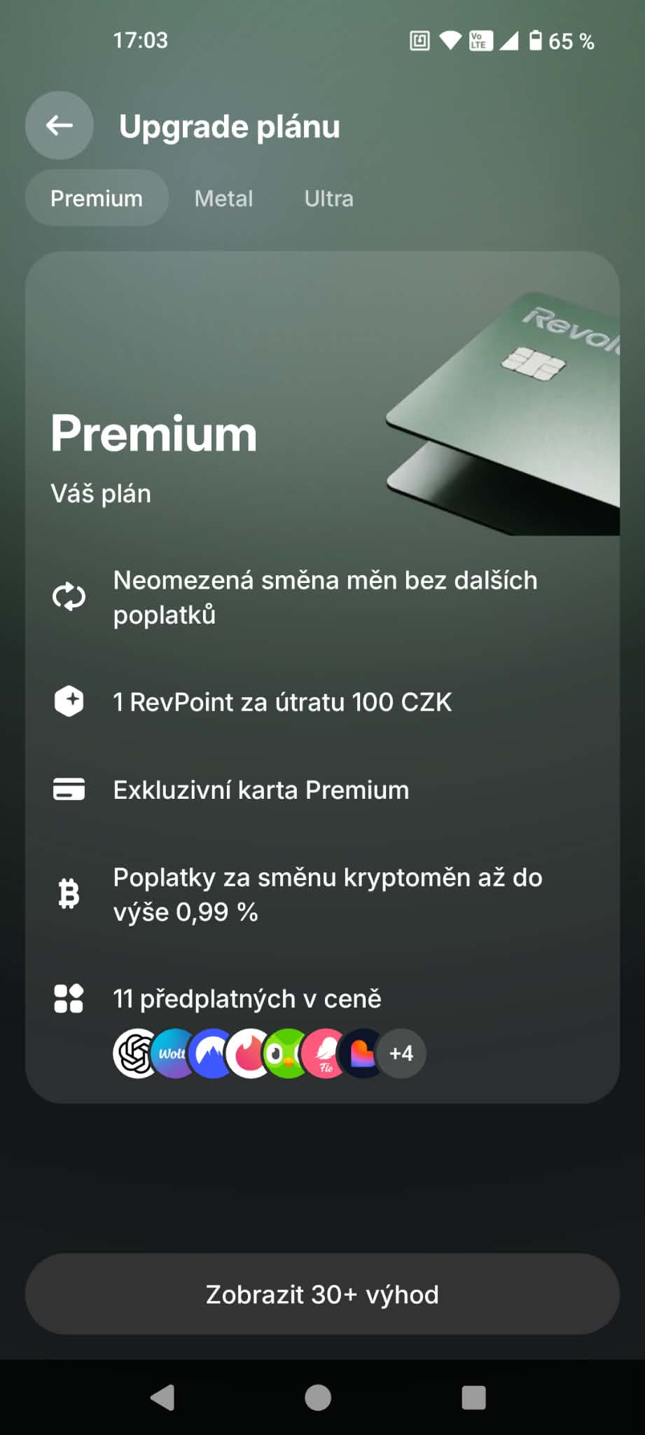 Revolut Premium v české aplikaci, vlastní zkušenost Moneyo v srpnu 2026