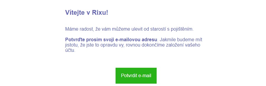 RIXO - potvrzení emailové adresy