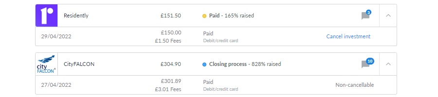 Seedrs - zrušení investice