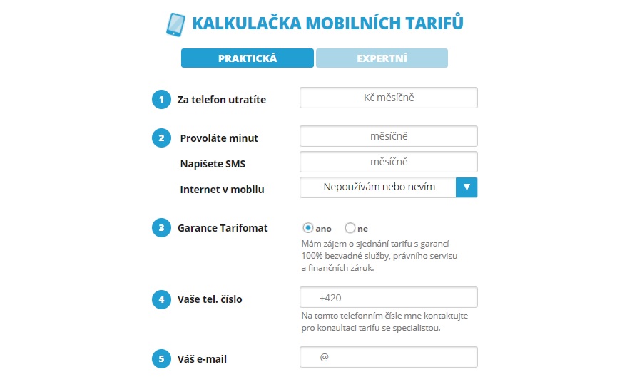 Tarifomat - kalkulačka mobilních tarifů