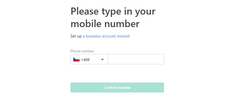TransferGo - registrace, telefonní číslo