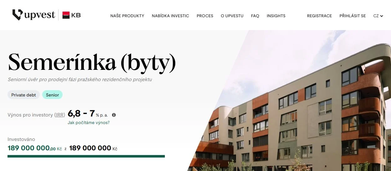 Veřejný profil Semerínka: seniorní private debt, IRR 6,8 až 7 procent a zainvestovaných 189 milionů Kč