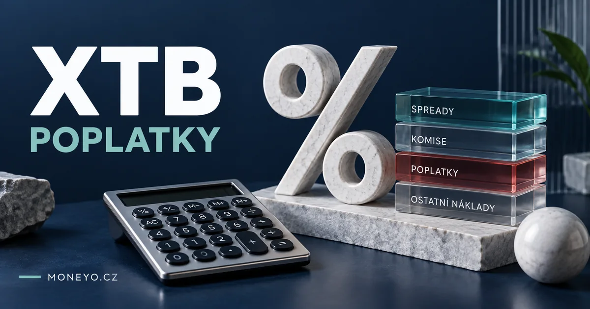 XTB poplatky 2026: ceník, konverze a kalkulačka nákladů – ilustrační náhled Moneyo