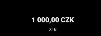 Říjnový doklad bankovní platby 1 000 Kč pro XTB; bankovní číslo bylo zakryto.