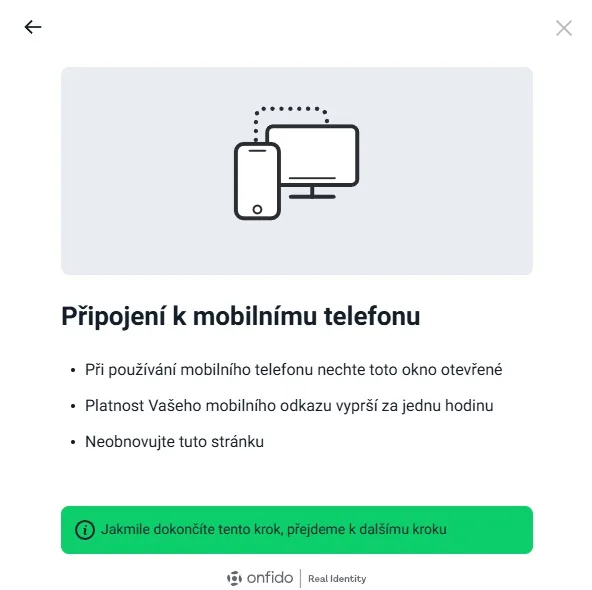 Propojení registrace XTB s mobilním telefonem přes Onfido