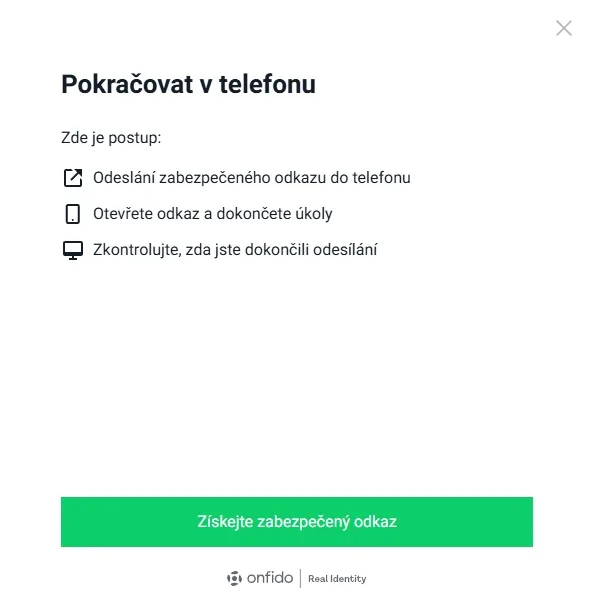 Pokračování ověření XTB v mobilním telefonu